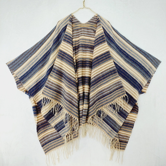 Boutique Tan Black Stripped Winter Cozy Fringe Soft Big Scarf Shawl  Z13 - Picture 2 of 6